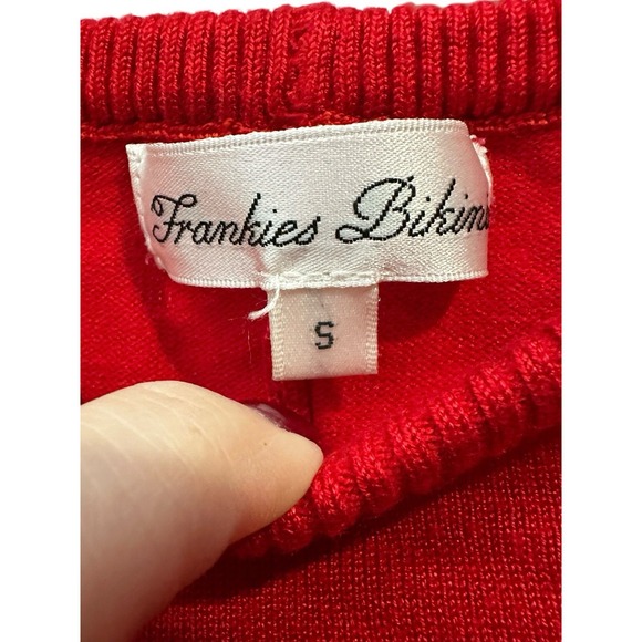 Frankie B Breeze Low Rise Cloud Knit Pants in Love Bug Red Wide Leg #EF9-8 - Picture 3 of 13